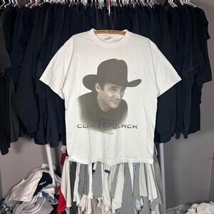 White vintage 90s Y2K big face jumbo print aop Clint Black tee shirt Size L
